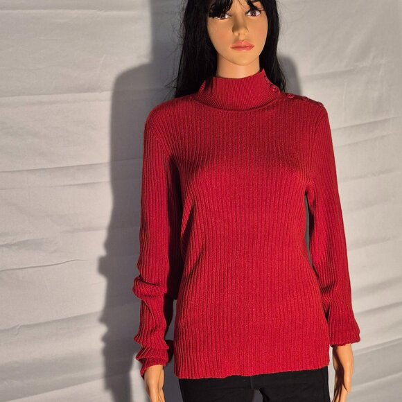 WORTHINGTON Very Pretty Channeled Turtleneck sweater, Red in size Medium - Picture 15 of 16
